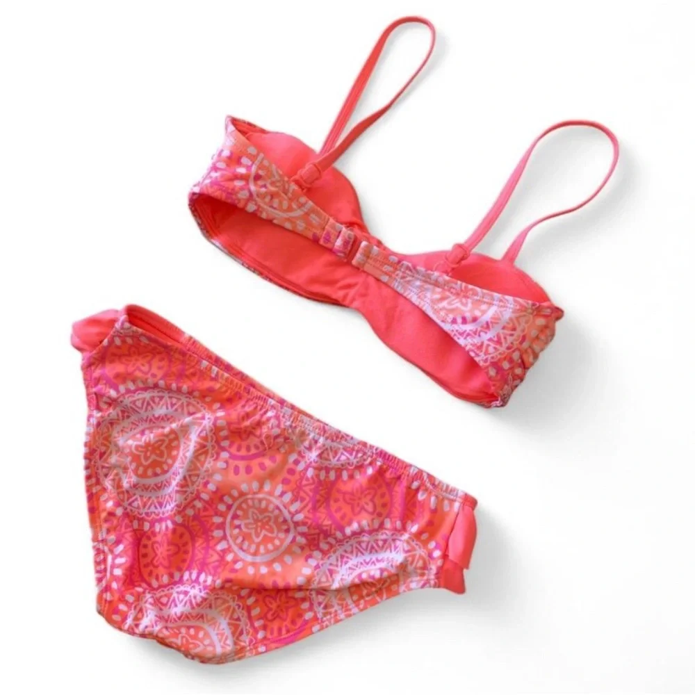 Justice Girls Size 10 Pink Sherbet Bikini Set Coral Swim New Without Tags